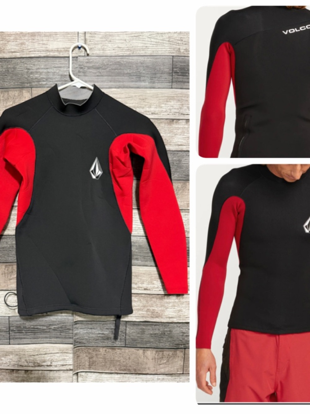 Volcom Surf Vitals J Robinson 2mm Jacket Wetsuit Top Men’s M Black Red